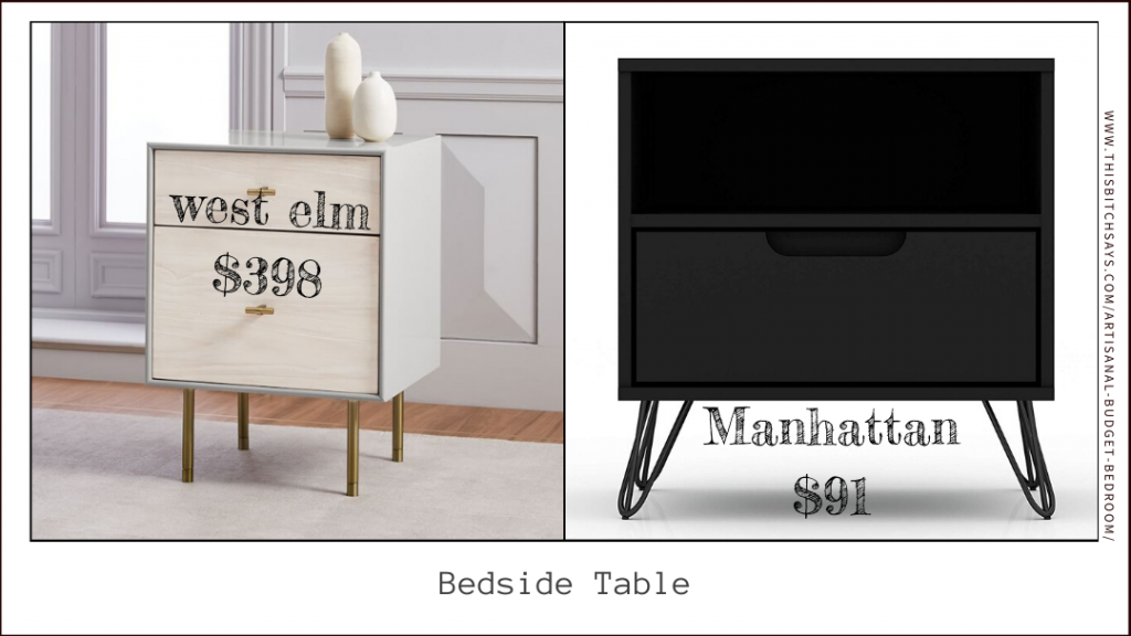 bedside table (west elm $398 & budget $91)