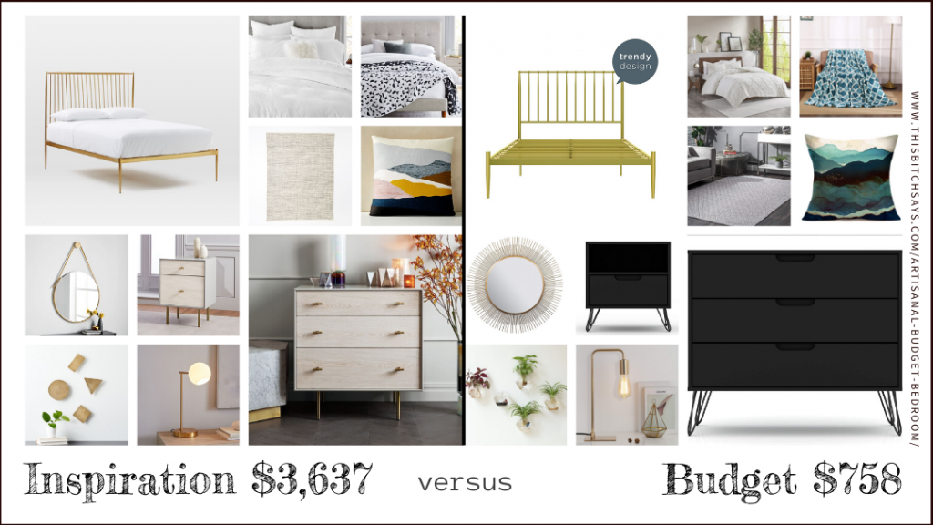 all item comparison (west elm $3637 & budget $758)