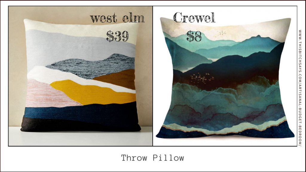 throw pillow (west elm $39 & budget $20)